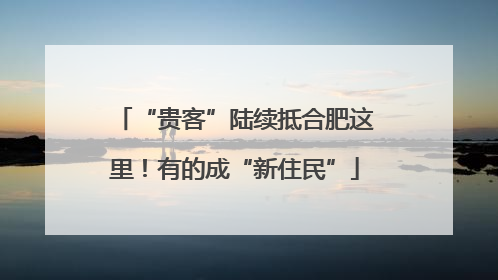 “贵客”陆续抵合肥这里！有的成“新住民”