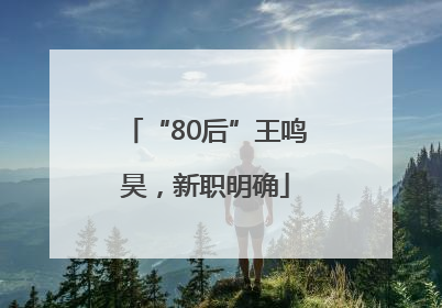 “80后”王鸣昊，新职明确