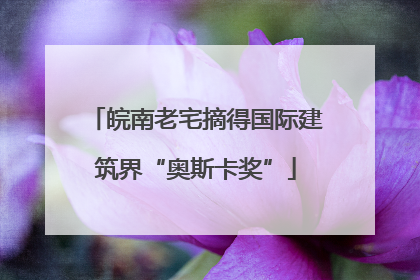 皖南老宅摘得国际建筑界“奥斯卡奖”