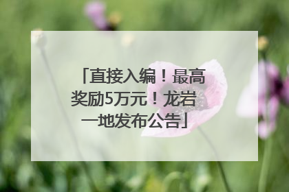 直接入编！最高奖励5万元！龙岩一地发布公告