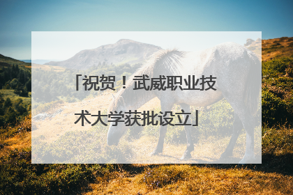 祝贺！武威职业技术大学获批设立