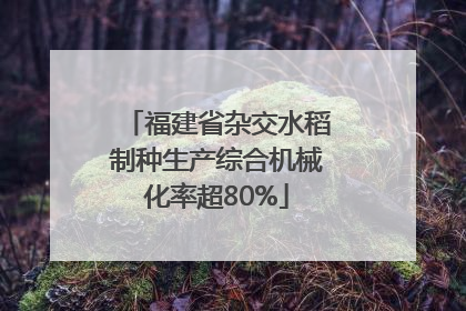 福建省杂交水稻制种生产综合机械化率超80%