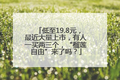 低至19.8元，最近大量上市，有人一买两三个，“榴莲自由”来了吗？
