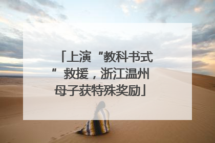 上演“教科书式”救援，浙江温州母子获特殊奖励