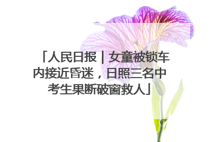 人民日报｜女童被锁车内接近昏迷，日照三名中考生果断破窗救人