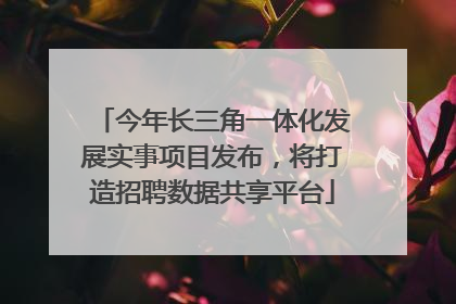 今年长三角一体化发展实事项目发布，将打造招聘数据共享平台