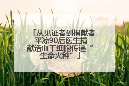 从见证者到捐献者 平凉90后医生捐献造血干细胞传递“生命火种”