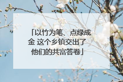 以竹为笔、点绿成金 这个乡镇交出了他们的共富答卷