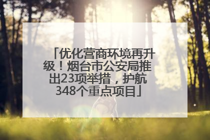 优化营商环境再升级！烟台市公安局推出23项举措，护航348个重点项目