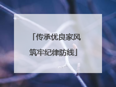 传承优良家风 筑牢纪律防线