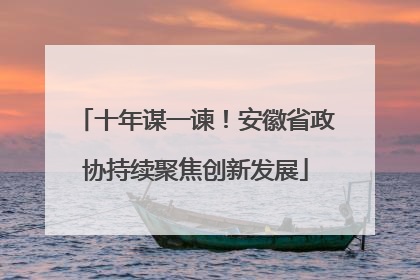 十年谋一谏！安徽省政协持续聚焦创新发展