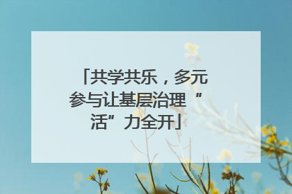 共学共乐，多元参与让基层治理“活”力全开