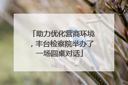 助力优化营商环境，丰台检察院举办了一场圆桌对话