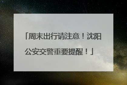周末出行请注意！沈阳公安交警重要提醒！