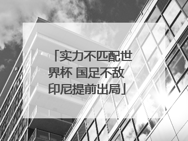 实力不匹配世界杯 国足不敌印尼提前出局