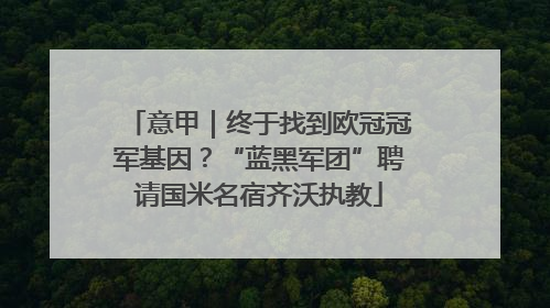 意甲｜终于找到欧冠冠军基因？“蓝黑军团”聘请国米名宿齐沃执教