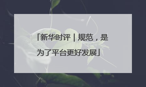 新华时评｜规范，是为了平台更好发展
