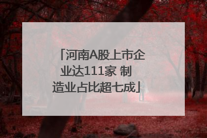 河南A股上市企业达111家 制造业占比超七成
