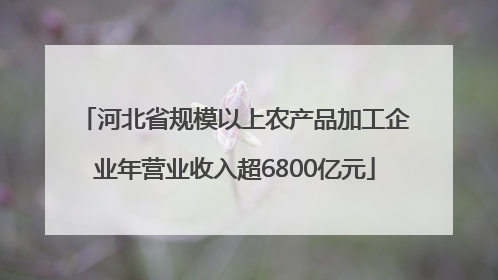河北省规模以上农产品加工企业年营业收入超6800亿元