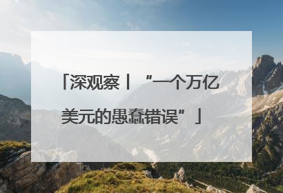 深观察丨“一个万亿美元的愚蠢错误”