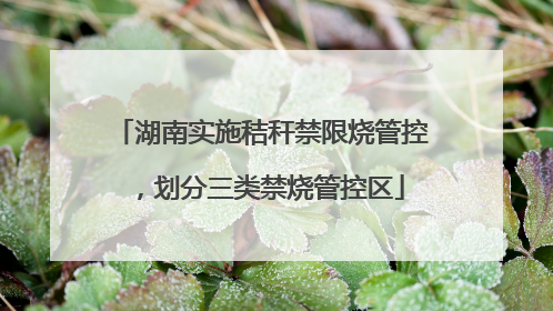 湖南实施秸秆禁限烧管控，划分三类禁烧管控区