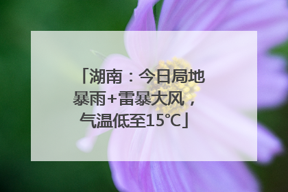 湖南：今日局地暴雨+雷暴大风，气温低至15℃