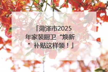菏泽市2025年家装厨卫“焕新”补贴这样领！