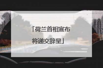 荷兰首相宣布将递交辞呈