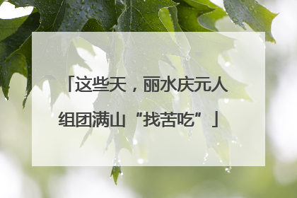 这些天，丽水庆元人组团满山“找苦吃”