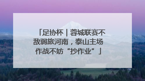 足协杯｜蓉城联赛不敌弱旅河南，泰山主场作战不妨“抄作业”