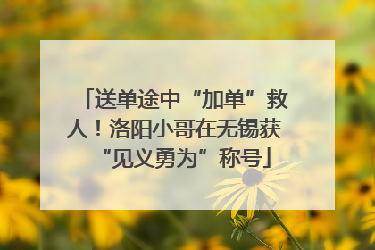送单途中“加单”救人！洛阳小哥在无锡获“见义勇为”称号