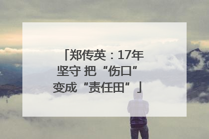 郑传英：17年坚守 把“伤口”变成“责任田”