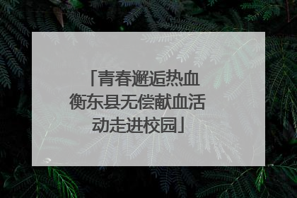 青春邂逅热血 衡东县无偿献血活动走进校园