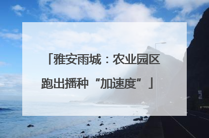 雅安雨城：农业园区跑出播种“加速度”