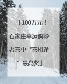 100万元！石家庄幸运购彩者喜中“喜相逢”最高奖