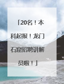 20名！本科起报！龙门石窟招聘讲解员啦！